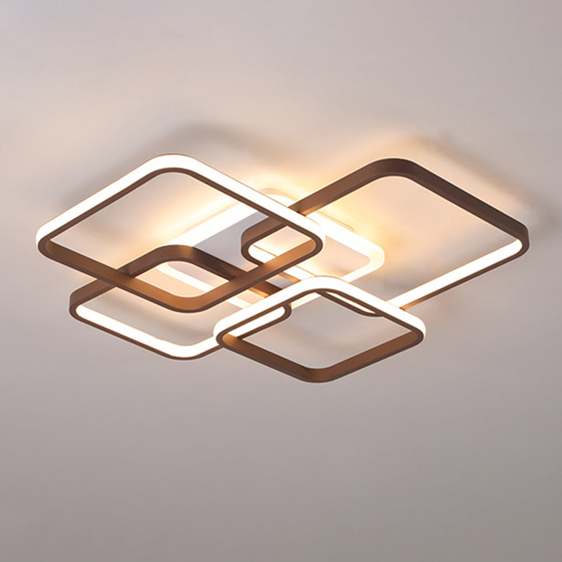 Minimalist Acrylic Flush Light - 4/7 Heads 23.5/35.5 Wide Brown Ceiling Lamp In Warm/White / 23.5