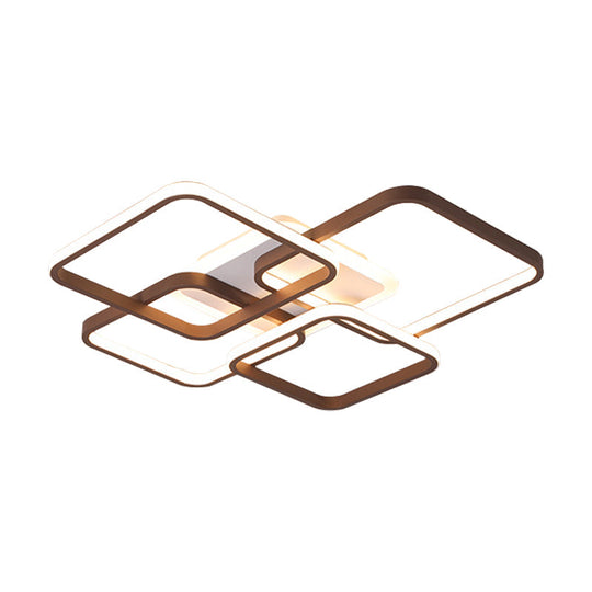 Minimalist Acrylic Flush Light - 4/7 Heads 23.5/35.5 Wide Brown Ceiling Lamp In Warm/White