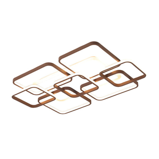 Minimalist Acrylic Flush Light - 4/7 Heads 23.5’/35.5’ Wide Brown Ceiling Lamp In Warm/White