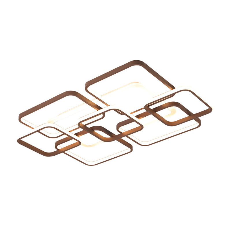 Minimalist Acrylic Flush Light - 4/7 Heads 23.5/35.5 Wide Brown Ceiling Lamp In Warm/White