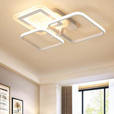 Sleek Acrylic Square Semi Flush Led Ceiling Light Fixture In Warm White /