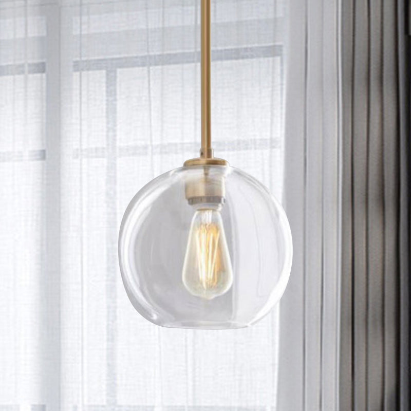 Contemporary Clear Glass Globe Pendant Light - 1 8/10/12 Wide / 8