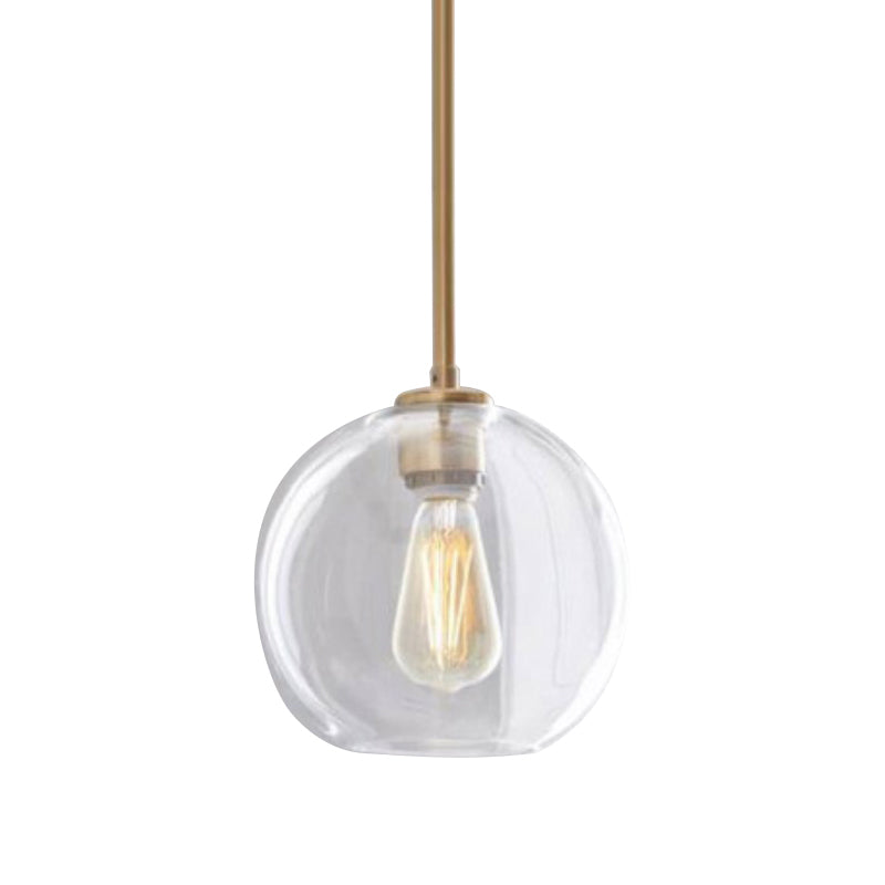 Contemporary Clear Glass Globe Pendant Light - 1 8/10/12 Wide