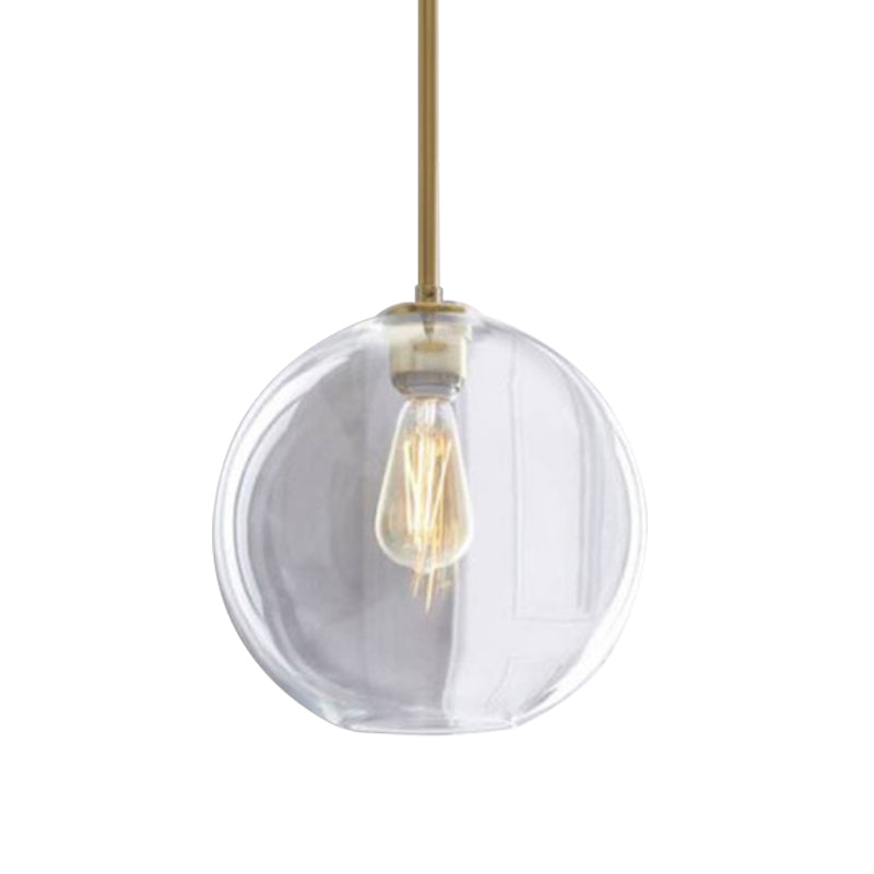 Contemporary Clear Glass Globe Pendant Light - 1 8/10/12 Wide
