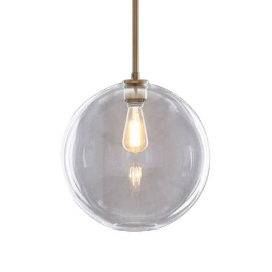 Contemporary Clear Glass Globe Pendant Light - 1 8/10/12 Wide