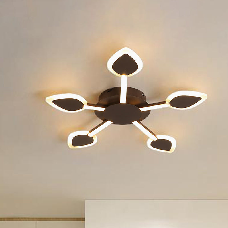 Contemporary Sputnik Flush Light In Brown Acrylic - 5/11 Heads 29.5/45 Wide Warm/White Close To