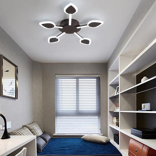 Contemporary Sputnik Flush Light In Brown Acrylic - 5/11 Heads 29.5/45 Wide Warm/White Close To