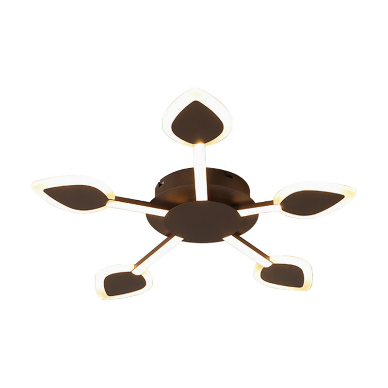 Contemporary Sputnik Flush Light In Brown Acrylic - 5/11 Heads 29.5’/45’ Wide Warm/White Close