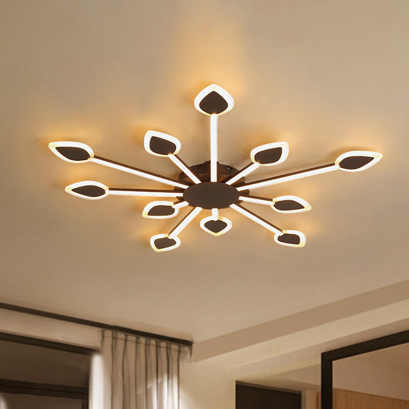 Contemporary Sputnik Flush Light In Brown Acrylic - 5/11 Heads 29.5’/45’ Wide Warm/White Close