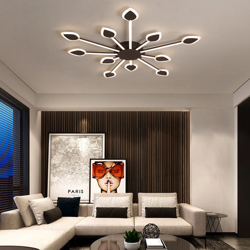 Contemporary Sputnik Flush Light In Brown Acrylic - 5/11 Heads 29.5/45 Wide Warm/White Close To