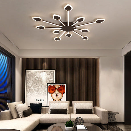 Contemporary Sputnik Flush Light In Brown Acrylic - 5/11 Heads 29.5/45 Wide Warm/White Close To