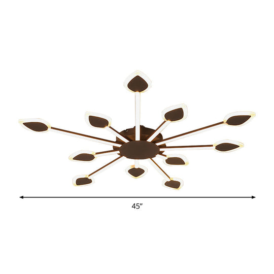 Contemporary Sputnik Flush Light In Brown Acrylic - 5/11 Heads 29.5’/45’ Wide Warm/White Close