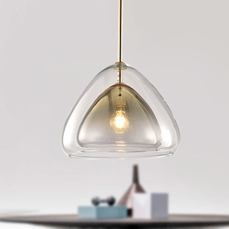 Nordic Double Glass Cone Pendant Light Fixture - 12’’/14’’ Wide Champagne Suspension Champagne / 14’’