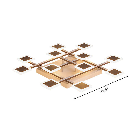 Sleek Square Semi - Flush Mount Acrylic Ceiling Light Fixture - 31.5’/35.5’ Wide Brown 9/12