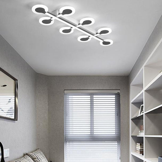 Contemporary Brown Acrylic Flush Mount Ceiling Lamp With Warm/White Light - 8/10/12 Bulbs