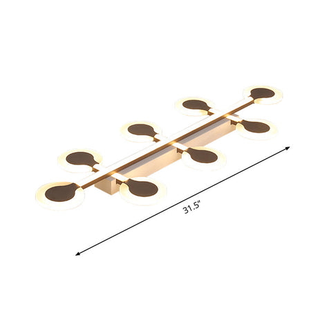 Contemporary Brown Acrylic Flush Mount Ceiling Lamp With Warm/White Light - 8/10/12 Bulbs 31.5/39/47
