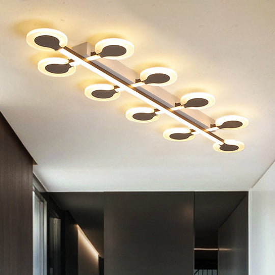 Contemporary Brown Acrylic Flush Mount Ceiling Lamp With Warm/White Light - 8/10/12 Bulbs 31.5/39/47