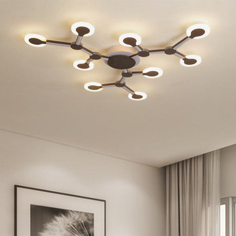 Minimalist Acrylic Flushmount Starburst Ceiling Light Fixture In Warm/White - 33.5/39 Wide Brown