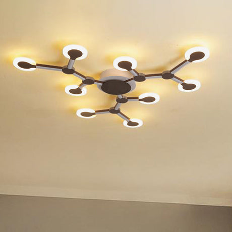 Minimalist Acrylic Flushmount Starburst Ceiling Light Fixture In Warm/White - 33.5/39 Wide Brown