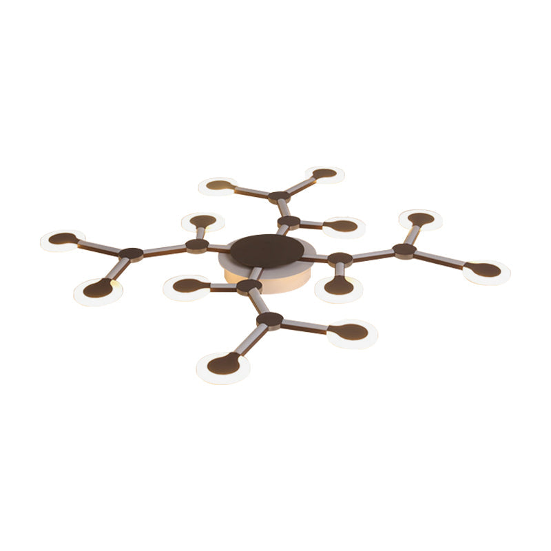 Minimalist Acrylic Flushmount Starburst Ceiling Light Fixture In Warm/White - 33.5/39 Wide Brown