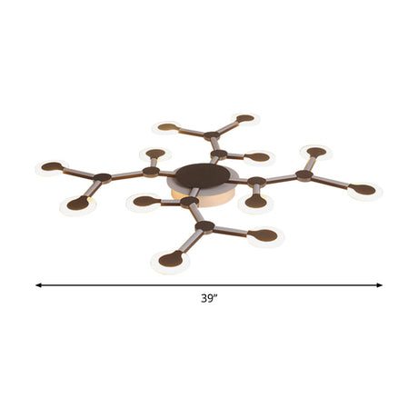 Minimalist Acrylic Flushmount Starburst Ceiling Light Fixture In Warm/White - 33.5/39 Wide Brown