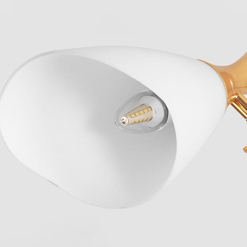 Frosted Glass Gold Chandelier With Modern Cone Design And 6/8 Lights In Warm/White