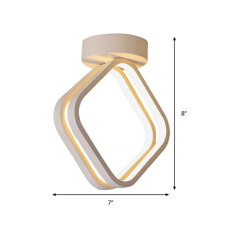 Minimalist Black/White Led Ceiling Light - Acrylic Rhombus Flush Mount Lighting With Warm/White/3