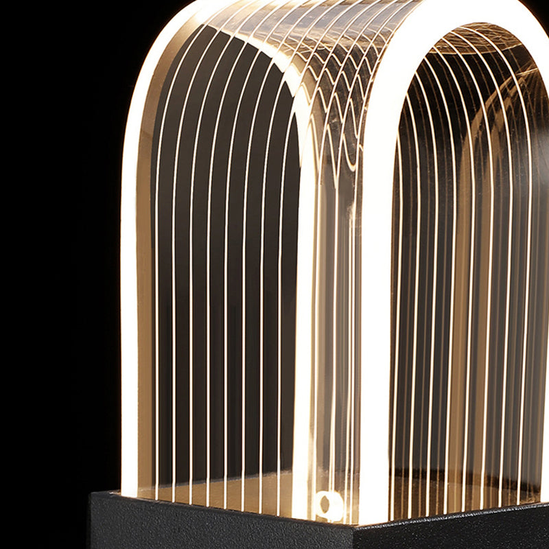 Oval Chandelier With Acrylic Heads And Black Rod For Modern Living Room - Available In Warm/White
