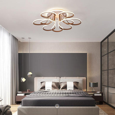 Modern Acrylic Flush Mount Ceiling Light Fixture - Bend Design 9/12 Heads Brown 38.5’/46.5’
