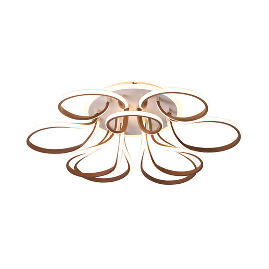 Modern Acrylic Flush Mount Ceiling Light Fixture - Bend Design 9/12 Heads Brown 38.5’/46.5’