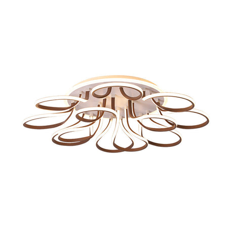 Modern Acrylic Flush Mount Ceiling Light Fixture - Bend Design 9/12 Heads Brown 38.5/46.5 Wide