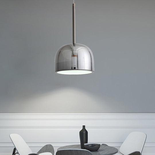 Contemporary Black Dome Pendant Light For Study Room - Metal Hanging Ceiling Fixture