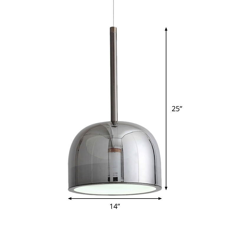Contemporary Black Dome Pendant Light For Study Room - Metal Hanging Ceiling Fixture