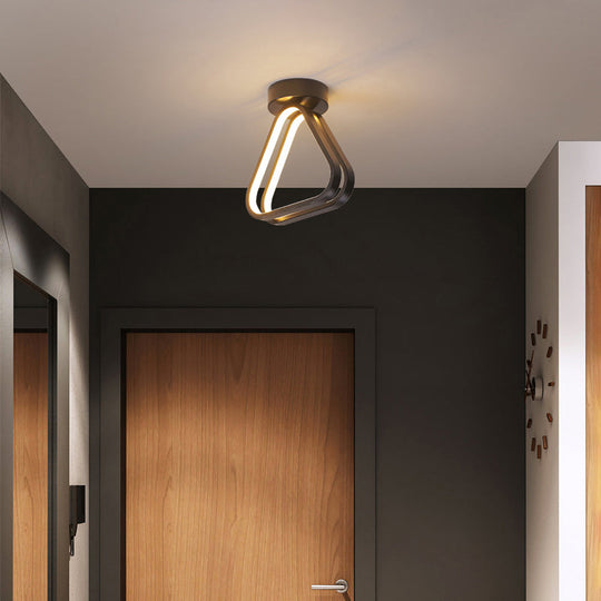 Modern Triangle Acrylic Led Ceiling Light In Black/White With Multiple Color Options