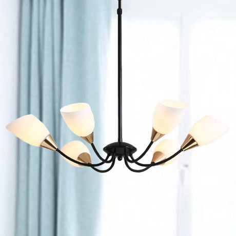 Modern Beveled Glass Chandelier With Starburst Design - Black Hanging Ceiling Light (3/6/8 Heads) 6