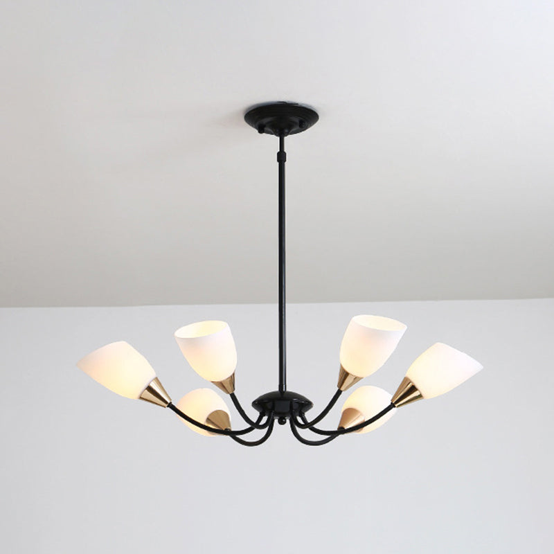 Modern Beveled Glass Chandelier With Starburst Design - Black Hanging Ceiling Light (3/6/8 Heads)