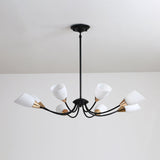 Modern Beveled Glass Chandelier With Starburst Design - Black Hanging Ceiling Light (3/6/8 Heads)