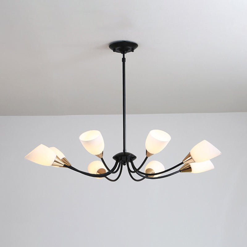 Modern Beveled Glass Chandelier With Starburst Design - Black Hanging Ceiling Light (3/6/8 Heads)