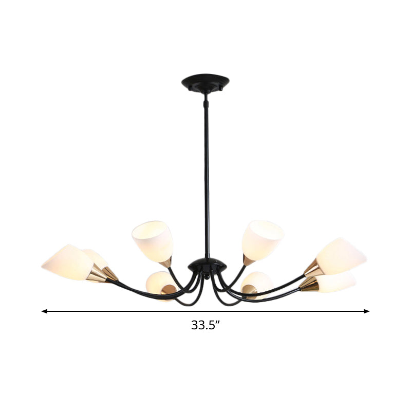 Modern Beveled Glass Chandelier With Starburst Design - Black Hanging Ceiling Light (3/6/8 Heads)