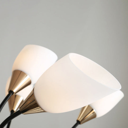 Modern Beveled Glass Chandelier - White & Black Hanging Ceiling Light With Starburst Design | 3/6/8