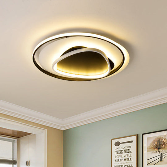 Modern Geometric Flush Mount Ceiling Light: 18’/23.5’ Wide Black Acrylic Led Warm/White Light