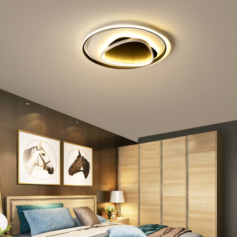 Modern Geometric Flush Mount Ceiling Light: 18’/23.5’ Wide Black Acrylic Led Warm/White Light