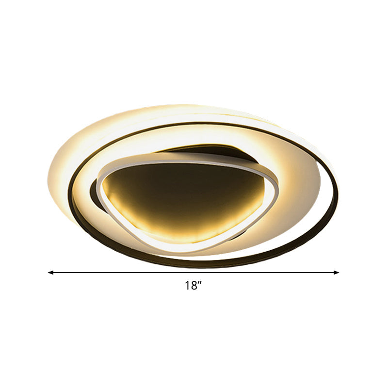 Modern Geometric Flush Mount Ceiling Light: 18’/23.5’ Wide Black Acrylic Led Warm/White Light