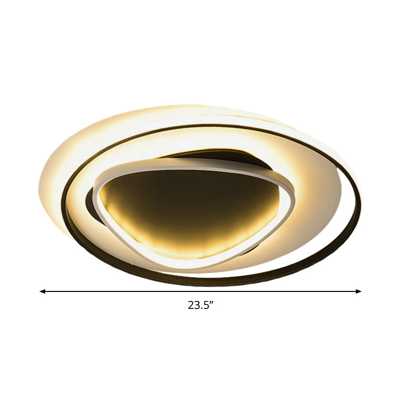 Modern Geometric Flush Mount Ceiling Light: 18’/23.5’ Wide Black Acrylic Led Warm/White Light