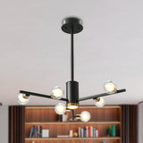 Modern Metal Chandelier Light Fixture - Radial Design 6/10/15 Lights Black With Clear Glass Bubble