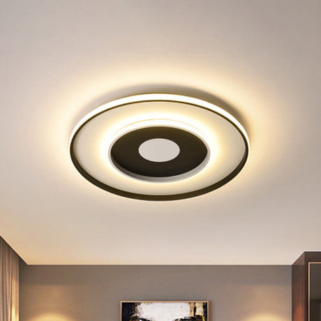 Modern Black Acrylic Circle Ceiling Light Fixture - 18/23.5 Wide Flush Mount With Warm/White/3 Color