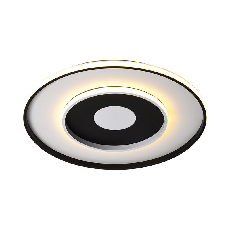 Modern Black Acrylic Circle Ceiling Light Fixture - 18/23.5 Wide Flush Mount With Warm/White/3 Color