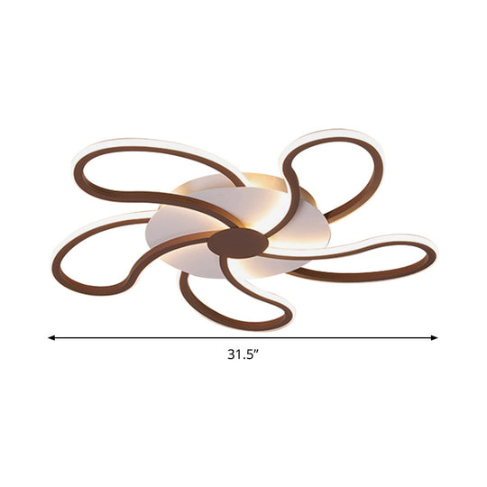 Contemporary Brown Acrylic Flush Light Fixture - Flower Design 5/6/7 Heads Ceiling Mounted