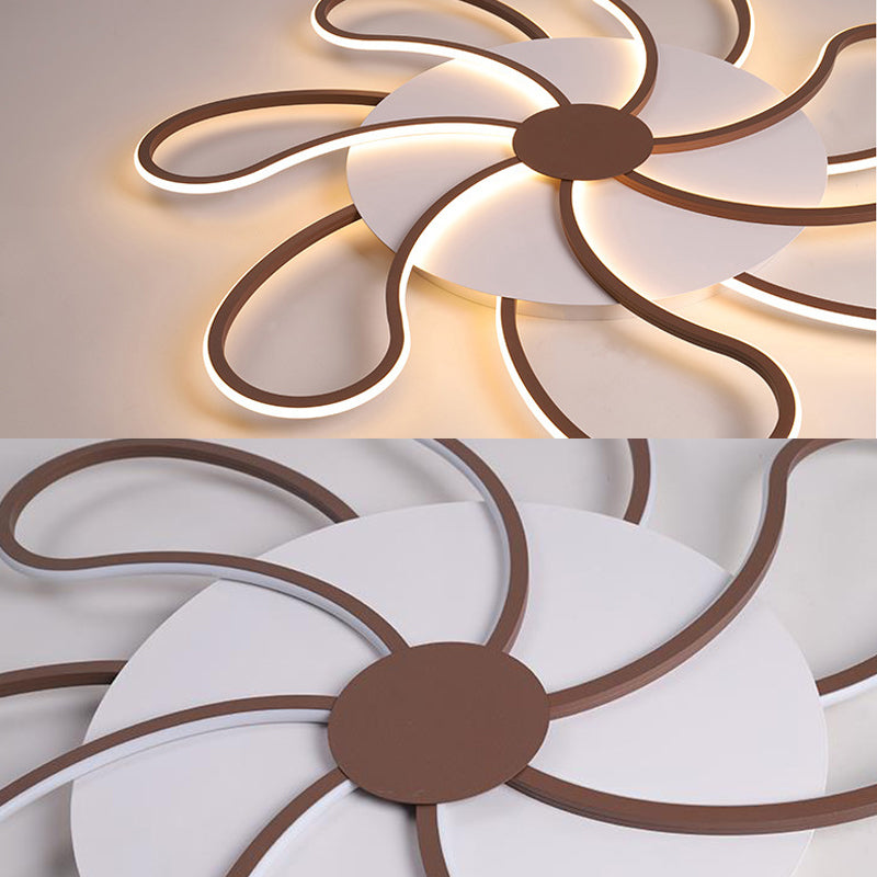 Contemporary Brown Acrylic Flush Light Fixture - Flower Design 5/6/7 Heads Ceiling Mounted