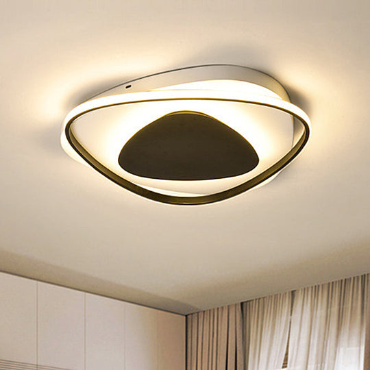 Modern Black Triangle Led Ceiling Light Fixture - Warm/White Acrylic Flush Mount Lighting